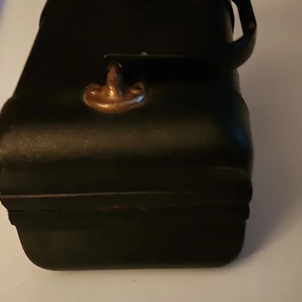 Vintage Black Handbag with Gold Accents